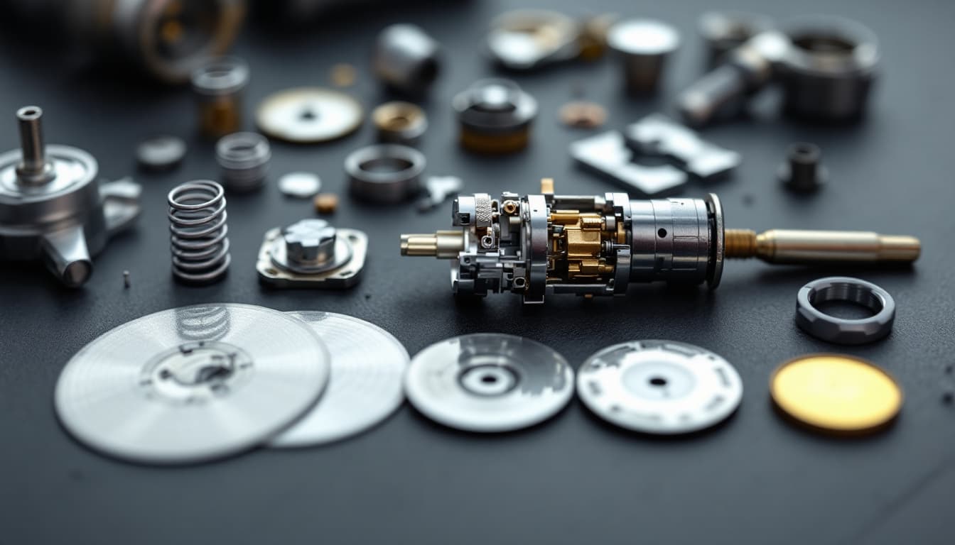 disassembled ignition lock cylinder with wafers and springs laid out on a dark workbench mat in Southlake TX