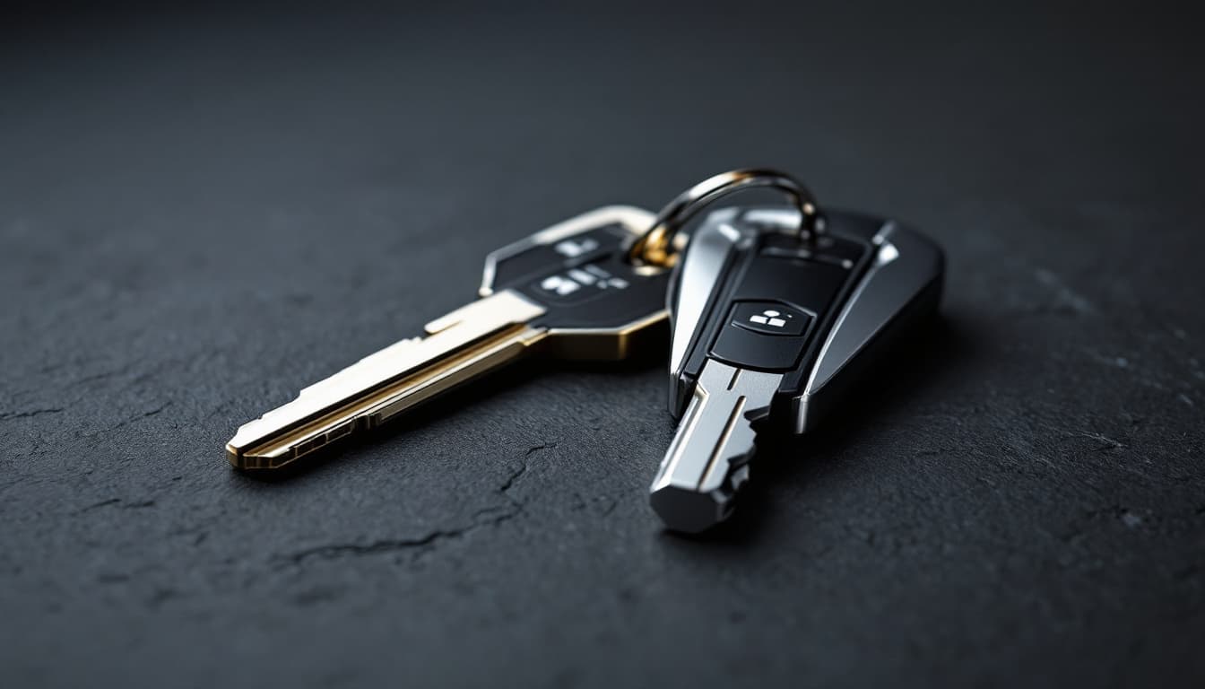 laser-cut sidewinder car key beside a standard edge-cut key in Southlake TX